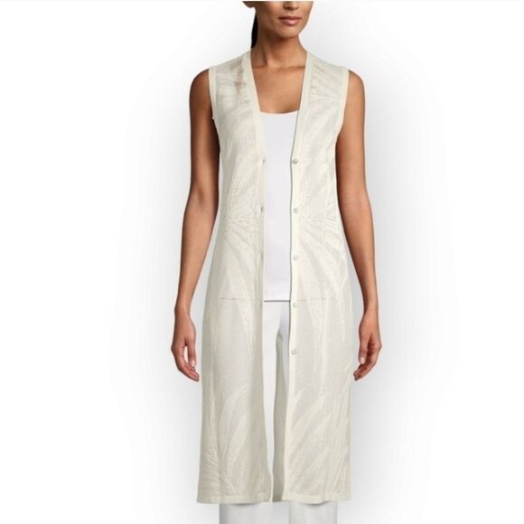 Chico's Sleeveless Palm-Stitch Long Sweater Vest Chico Size 00P XSP - Picture 1 of 7